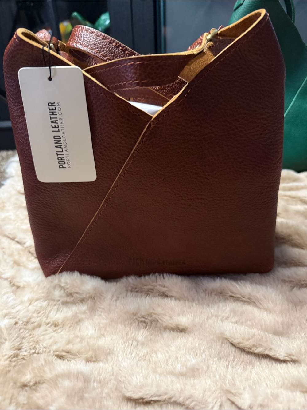 Portland Leather Chestnut Brown Pebbled Leather Shoulder Bag